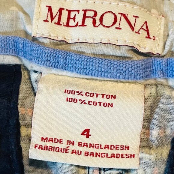 Merona Womens Navy Dotted Cotton Shorts Size 4 - Picture 5 of 6